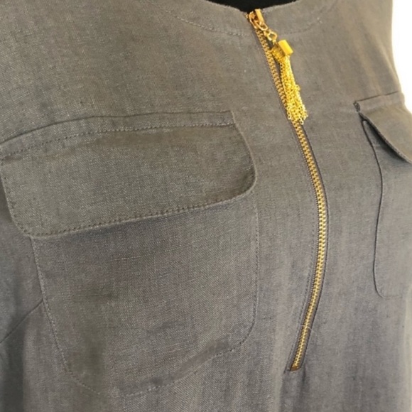 Ellen Tracy 100% linen grey pullover blouse top 3/4 sleeve lagenlook size medium - Picture 12 of 13